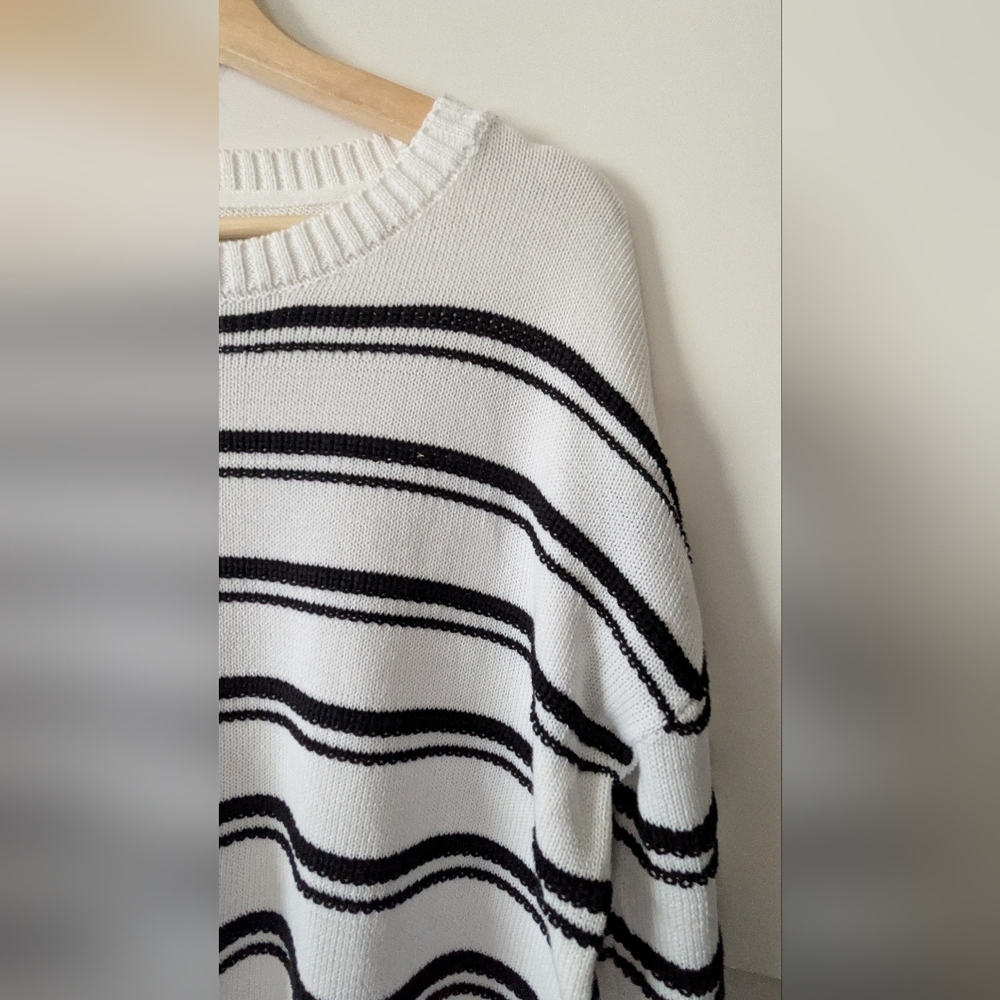 Joie Large Black & White Crew Neck Sweater Stripes Brand New With Tags - Picture 5 of 12